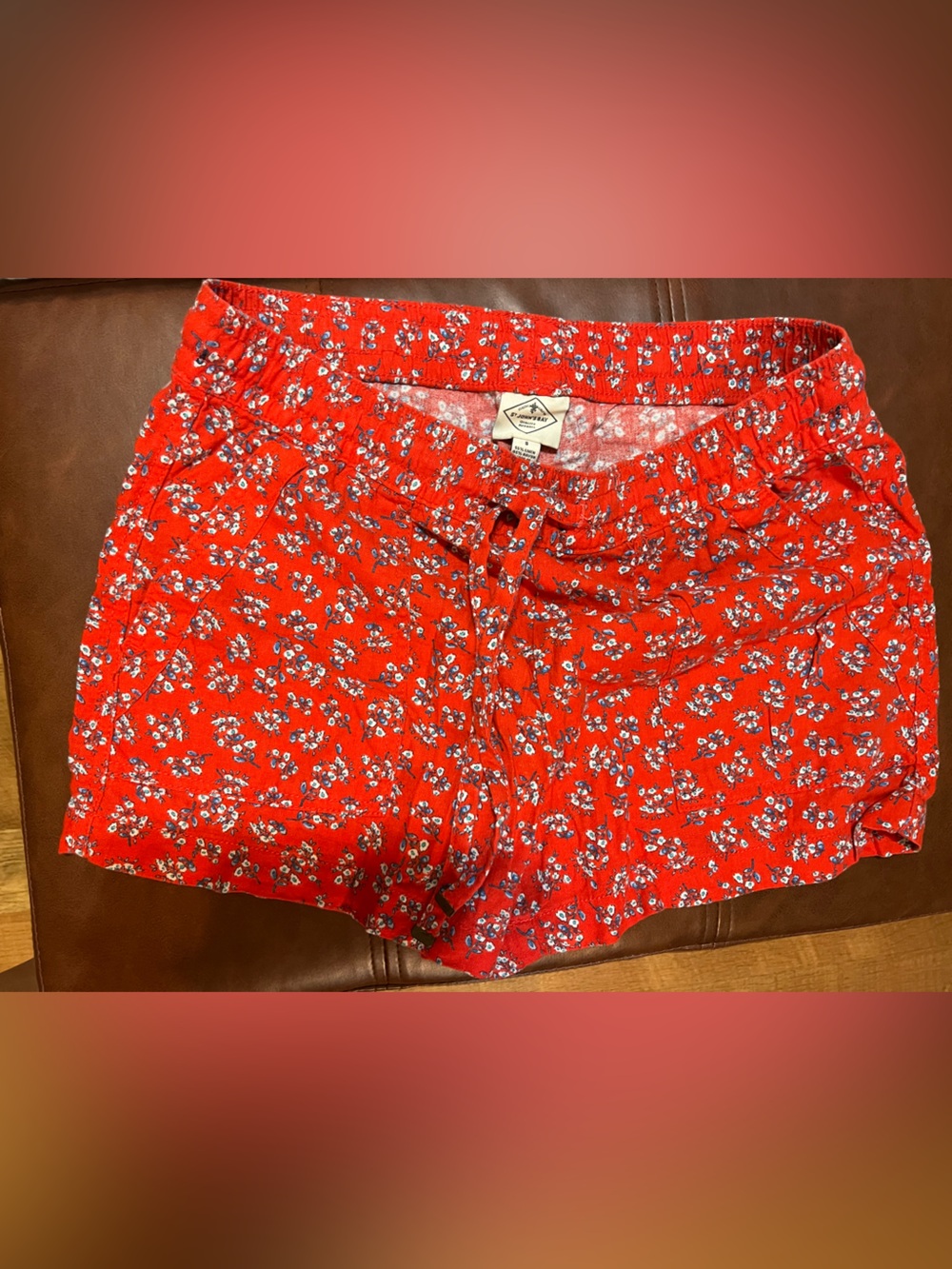 St. John's Bay Red Floral High-Waist Drawstring Shorts